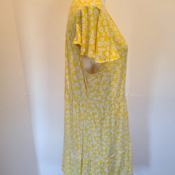 DEREK HEART JUNIORS 2X YELLOW SUPER SOFT&YUMMY COMFY V-NECK PULLOVER MIDI DRESS - Picture 5 of 10